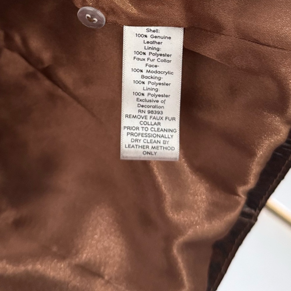 Vintage Stunning Bradley Bayou Brown Croc 100% Leather Jacket w Faux Fur Collar - Picture 6 of 7